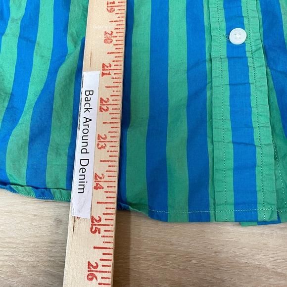 J.Crew Cotton Poplin Shirt Womens 4 Blue Green Striped Button Up Classic Fit - Picture 6 of 9